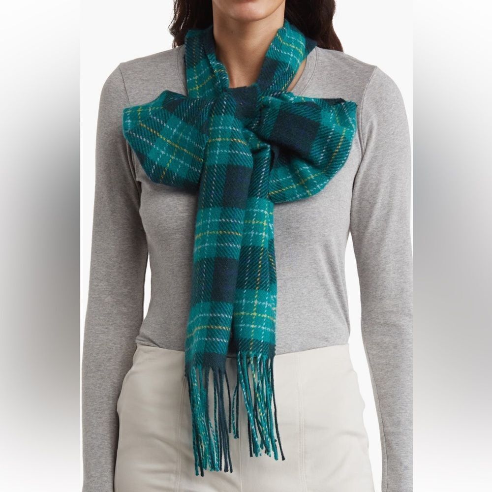 NWT Kate Spade greenhouse plaid woven wool scarf